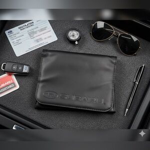 Subaru Original Owner's Manual Holder Portfolio - Black Embossed Logo